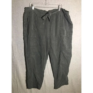 Womens Aerie Trousers Dark Grey Paper Bag Waist Straight Leg Tie Waist Spring